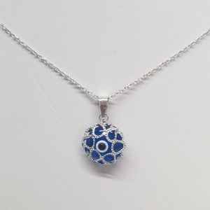 Sterling Silver 925 Evil Eye Blue Pendant w/ Chain